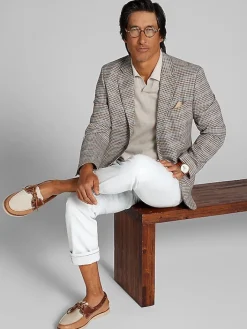 Sport Coats|Sport Coats-Nautica Modern Fit Fancy Tweed Plaid Sport Coat Tan Plaid