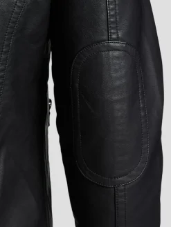 Outerwear-Awearness Kenneth Cole Modern Fit Faux Leather Moto Jacket Black Solid