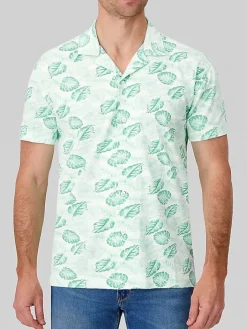 Button Up Shirts-Report Collection Modern Fit Fern Short Sleeve Camp Shirt Kelly Green