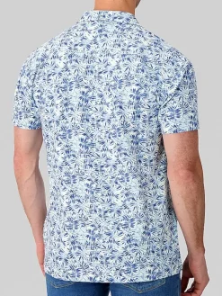 Button Up Shirts-Report Collection Modern Fit Floral Camp Shirt Light Blue