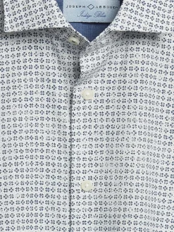 Button Up Shirts-Joseph Abboud Modern Fit Four Leaf Clover Short Sleeve Button Up Shirt Navy