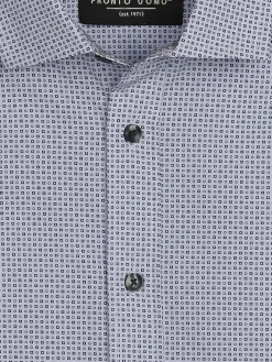 Button Up Shirts|Long Sleeve Button Up Shirts-Pronto Uomo Modern Fit Geometric Print Button Up Shirt White