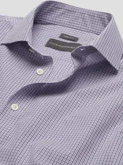 Patterned Dress Shirts|Dress Shirts-Wilke-Rodriguez Modern Fit Gingham Dress Shirt Lavender Check