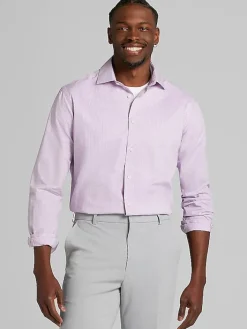 Big & Tall Dress Shirts|Patterned Dress Shirts-Wilke-Rodriguez Modern Fit Gingham Dress Shirt Purple