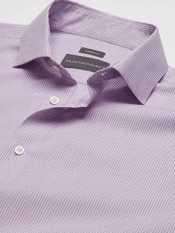 Big & Tall Dress Shirts|Patterned Dress Shirts-Wilke-Rodriguez Modern Fit Gingham Dress Shirt Purple