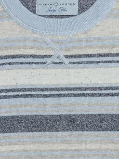 Sweaters|Pullovers & Layers-Joseph Abboud Modern Fit Heathered Stripe Crewneck Sweater Navy/Grey