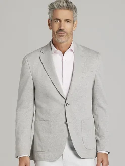 Sport Coats|Sport Coats-Joseph Abboud Modern Fit Herringbone Knit Sport Coat Grey Herringbone