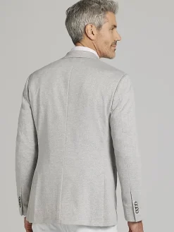 Sport Coats|Sport Coats-Joseph Abboud Modern Fit Herringbone Knit Sport Coat Grey Herringbone