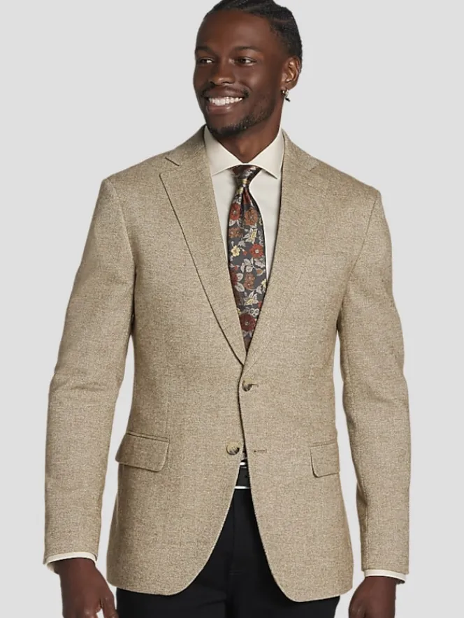 Sport Coats|Sport Coats-Pronto Uomo Modern Fit Herringbone Sport Coat Grey Bone