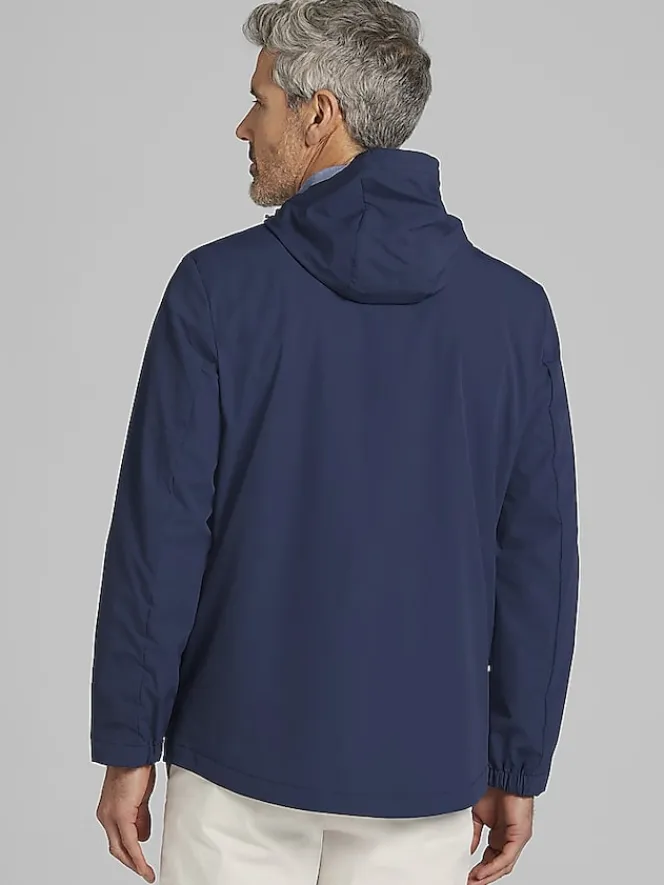 Outerwear-Awearness Kenneth Cole Modern Fit Hooded Performance Stretch Windbreaker Black