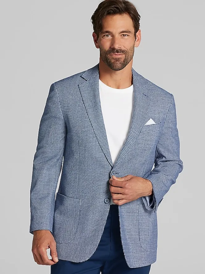Sport Coats|Sport Coats-Joseph Abboud Modern Fit Houndstooth Sport Coat Blue Houndstooth Check