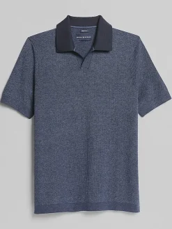 Casual Shirts|Polos-Joseph Abboud Modern Fit Jacquard Johnny Collar Polo Natural