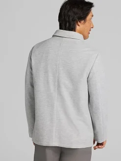 Outerwear-Joseph Abboud Modern Fit Knit Chore Jacket Light Grey