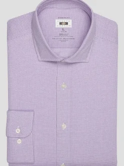 Patterned Dress Shirts|Designer Dress Shirts-Joseph Abboud Modern Fit Knit Dress Shirt Berry