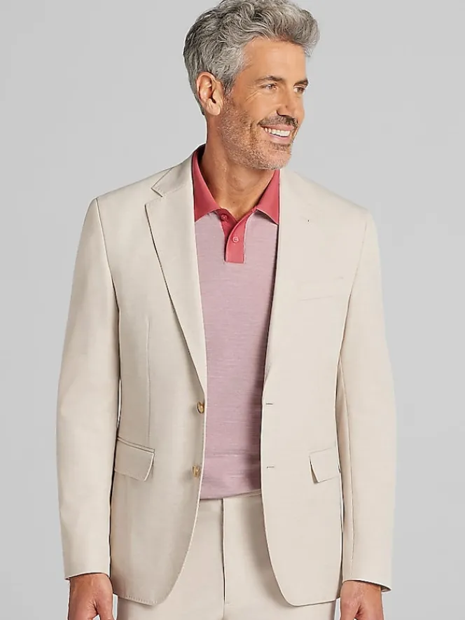 3-piece Suits|Suit Separates-JOE Joseph Abboud Modern Fit Knit Suit Jacket Tan Stripe
