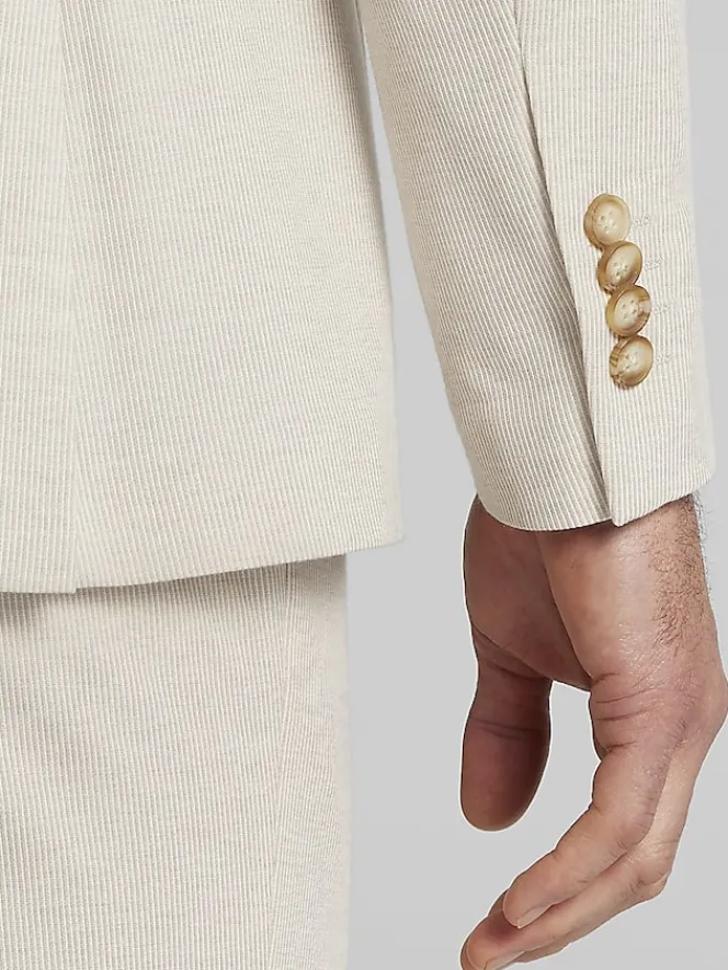 3-piece Suits|Suit Separates-JOE Joseph Abboud Modern Fit Knit Suit Jacket Tan Stripe