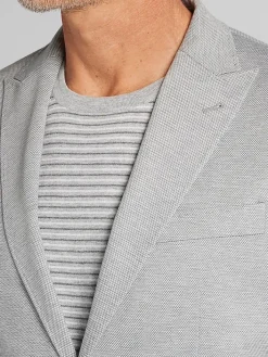 3-piece Suits|Suit Separates-JOE Joseph Abboud Modern Fit Knit Suit Jacket Grey Birdseye