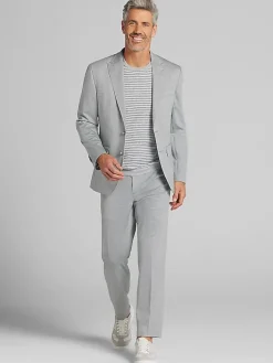 3-piece Suits|Suit Separates-JOE Joseph Abboud Modern Fit Knit Suit Jacket Grey Birdseye