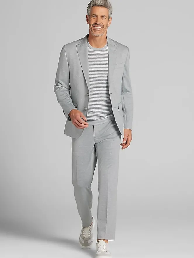 3-piece Suits|Suit Separates-JOE Joseph Abboud Modern Fit Knit Suit Jacket Grey Birdseye