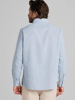 Button Up Shirts|Casual Shirts-Joseph Abboud Modern Fit Linen Blend Button Up Shirt Chambray