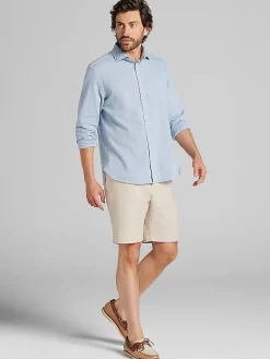 Button Up Shirts|Casual Shirts-Joseph Abboud Modern Fit Linen Blend Button Up Shirt Chambray