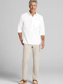 Button Up Shirts|Casual Shirts-Joseph Abboud Modern Fit Linen Blend Button Up Popover White