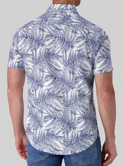 Button Up Shirts|Casual Shirts-Report Collection Modern Fit Linen Blend Button Up Shirt Med Blue