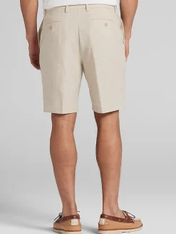 Shorts|Shorts-Joseph Abboud Modern Fit Linen Blend Shorts Blue