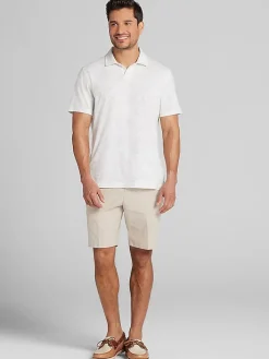 Shorts|Shorts-Joseph Abboud Modern Fit Linen Blend Shorts Blue