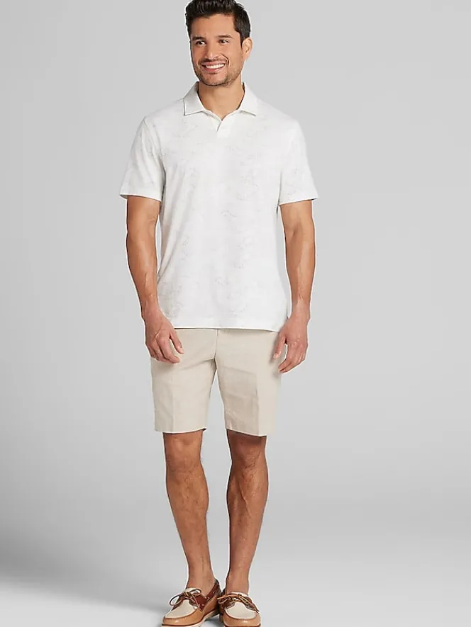 Shorts|Shorts-Joseph Abboud Modern Fit Linen Blend Shorts Blue