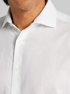 Button Up Shirts|Casual Shirts-Joseph Abboud Modern Fit Linen Blend Spread Collar Button Up Shirt White