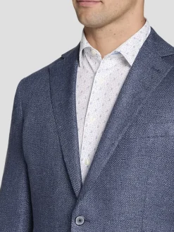 Sport Coats|Sport Coats-Joseph Abboud Modern Fit Linen Blend Sport Coat Blue Tic