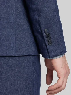 3-piece Suits|Suit Separates-Tommy Hilfiger Modern Fit Linen Suit Jacket Navy Solid