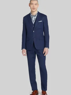 3-piece Suits|Suit Separates-Tommy Hilfiger Modern Fit Linen Suit Jacket Navy Solid