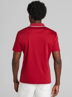 Polos|Casual Shirts-Joseph Abboud Modern Fit Luxe Mini Stripe Johnny Polo Lt Green