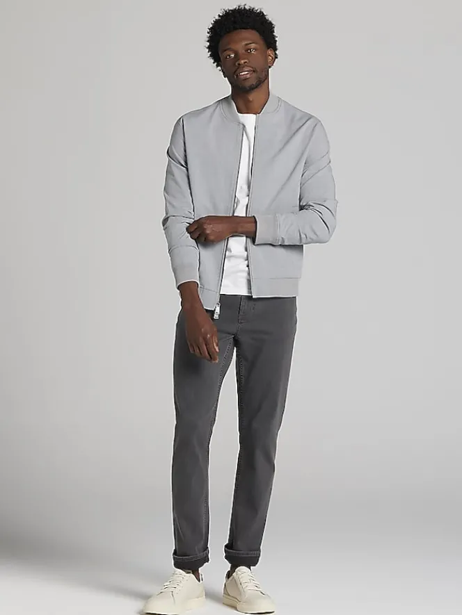 Outerwear-Awearness Kenneth Cole Modern Fit Mini Check Bomber Jacket Light Grey