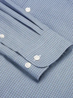 Dress Shirts-Wilke-Rodriguez Modern Fit Mini Check Dress Shirt Blue