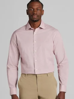 Big & Tall Dress Shirts|Patterned Dress Shirts-Wilke-Rodriguez Modern Fit Mini Check Dress Shirt Red