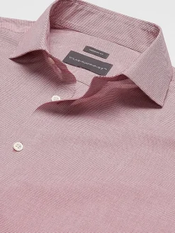 Big & Tall Dress Shirts|Patterned Dress Shirts-Wilke-Rodriguez Modern Fit Mini Check Dress Shirt Red