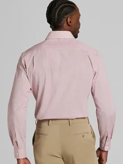 Big & Tall Dress Shirts|Patterned Dress Shirts-Wilke-Rodriguez Modern Fit Mini Check Dress Shirt Red