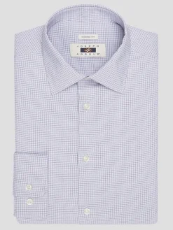 Patterned Dress Shirts|Designer Dress Shirts-Joseph Abboud Modern Fit Mini Check Performance Dress Shirt Lavender