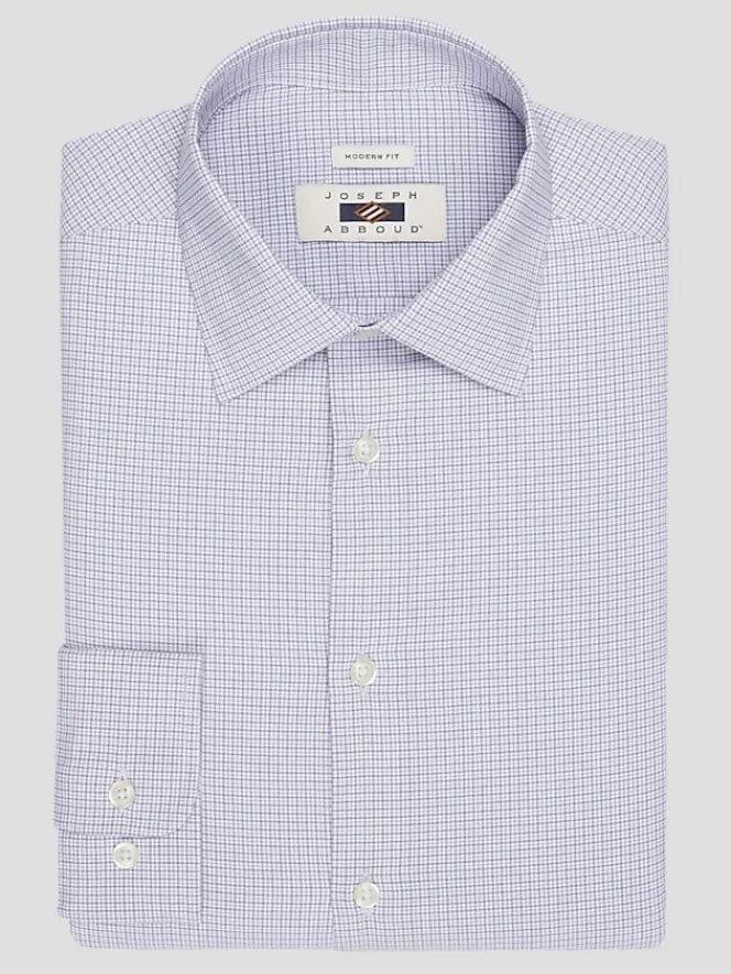Patterned Dress Shirts|Designer Dress Shirts-Joseph Abboud Modern Fit Mini Check Performance Dress Shirt Lavender