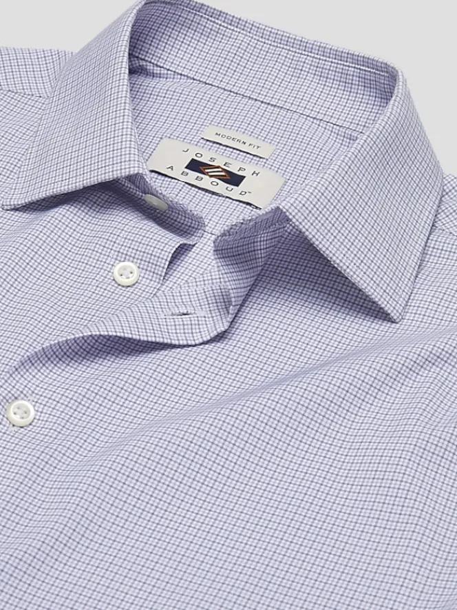 Patterned Dress Shirts|Designer Dress Shirts-Joseph Abboud Modern Fit Mini Check Performance Dress Shirt Lavender