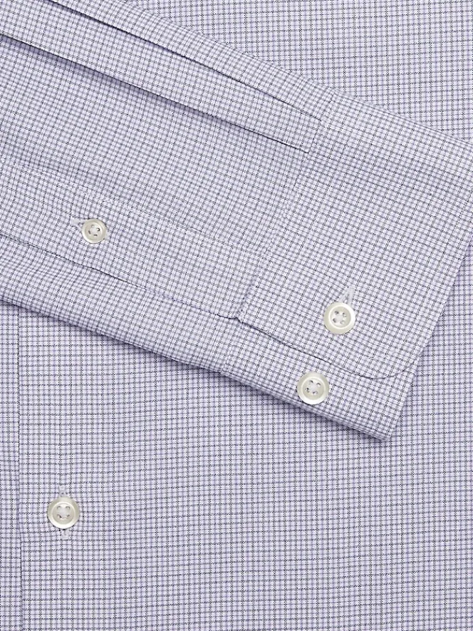 Patterned Dress Shirts|Designer Dress Shirts-Joseph Abboud Modern Fit Mini Check Performance Dress Shirt Lavender