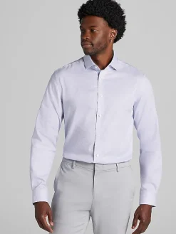 Patterned Dress Shirts|Dress Shirts-Pronto Uomo Modern Fit Mini Dobby Dress Shirt Purple