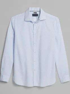 Button Up Shirts|Long Sleeve Button Up Shirts-Joseph Abboud Modern Fit Mini Dot Button Up Shirt Light Blue
