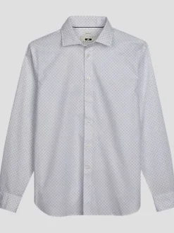 Button Up Shirts|Long Sleeve Button Up Shirts-Joseph Abboud Modern Fit Mini Dot Button Up Shirt White