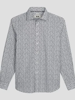 Button Up Shirts|Long Sleeve Button Up Shirts-Joseph Abboud Modern Fit Mini Floral Button Up Shirt Black/White