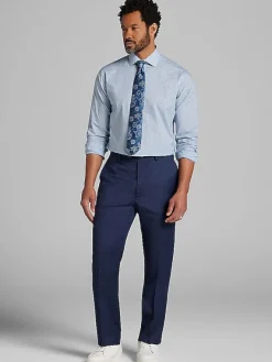 Patterned Dress Shirts|Dress Shirts-Wilke-Rodriguez Modern Fit Mini Grid Dress Shirt Blue