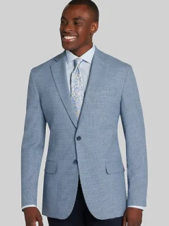 Sport Coats|Sport Coats-Pronto Uomo Modern Fit Mini Houndstooth Sport Coat Blue Mini Houndstooth